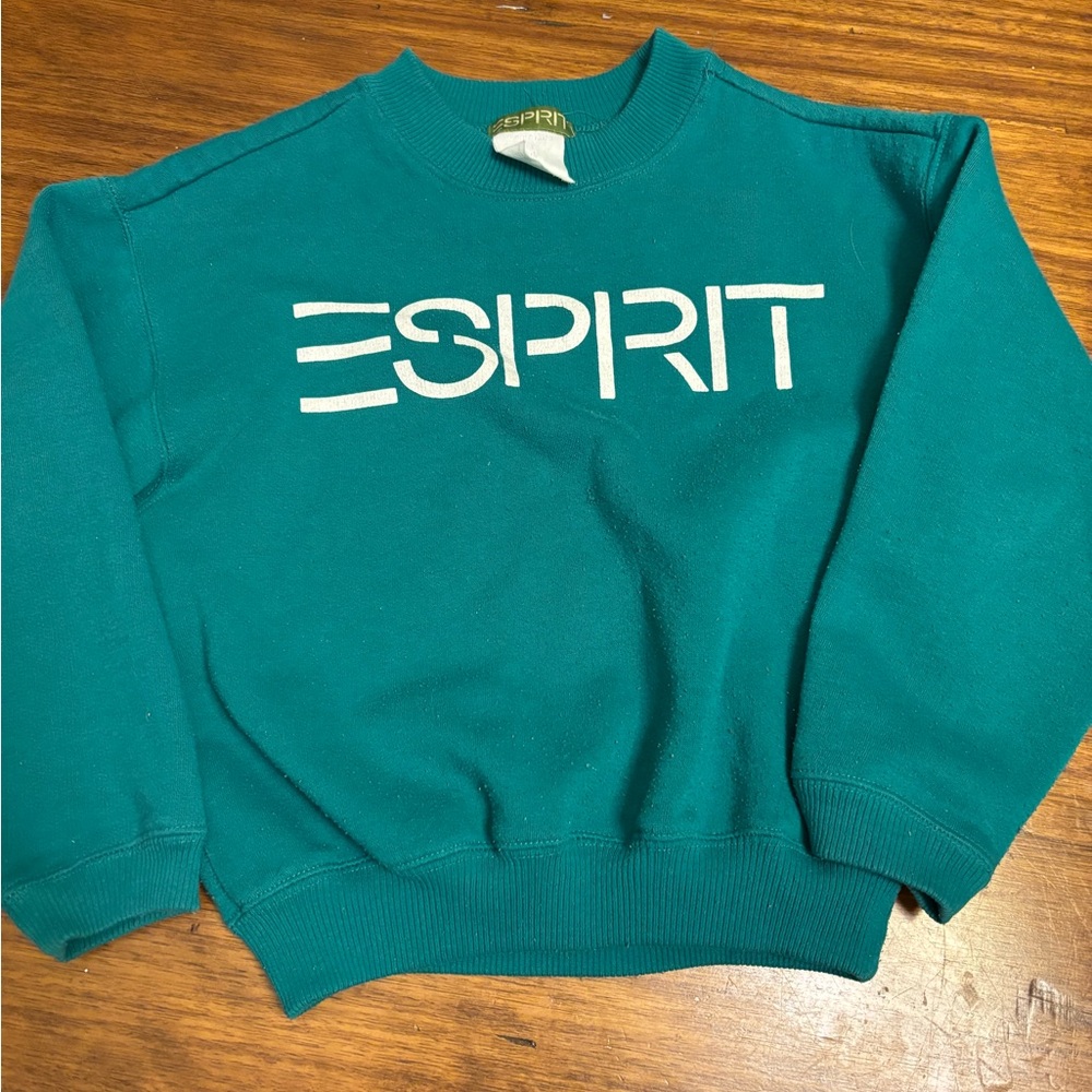 Vintage 80's Esprit Green‎ Crewneck Sweatshirt - Kids Small